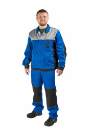 Костюм летний мужской Город КОС 212 куртка+п/к василек/черн/св.серый ПРОФ