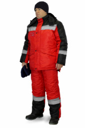 Костюм зимний ГРАДУС куртка+п/к, оксфорд, красный/черный/св.серый