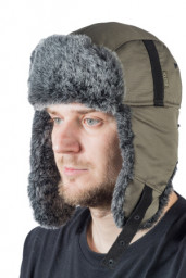 Шапка ушанка зимняя с мех.опушкой олива Хольстер